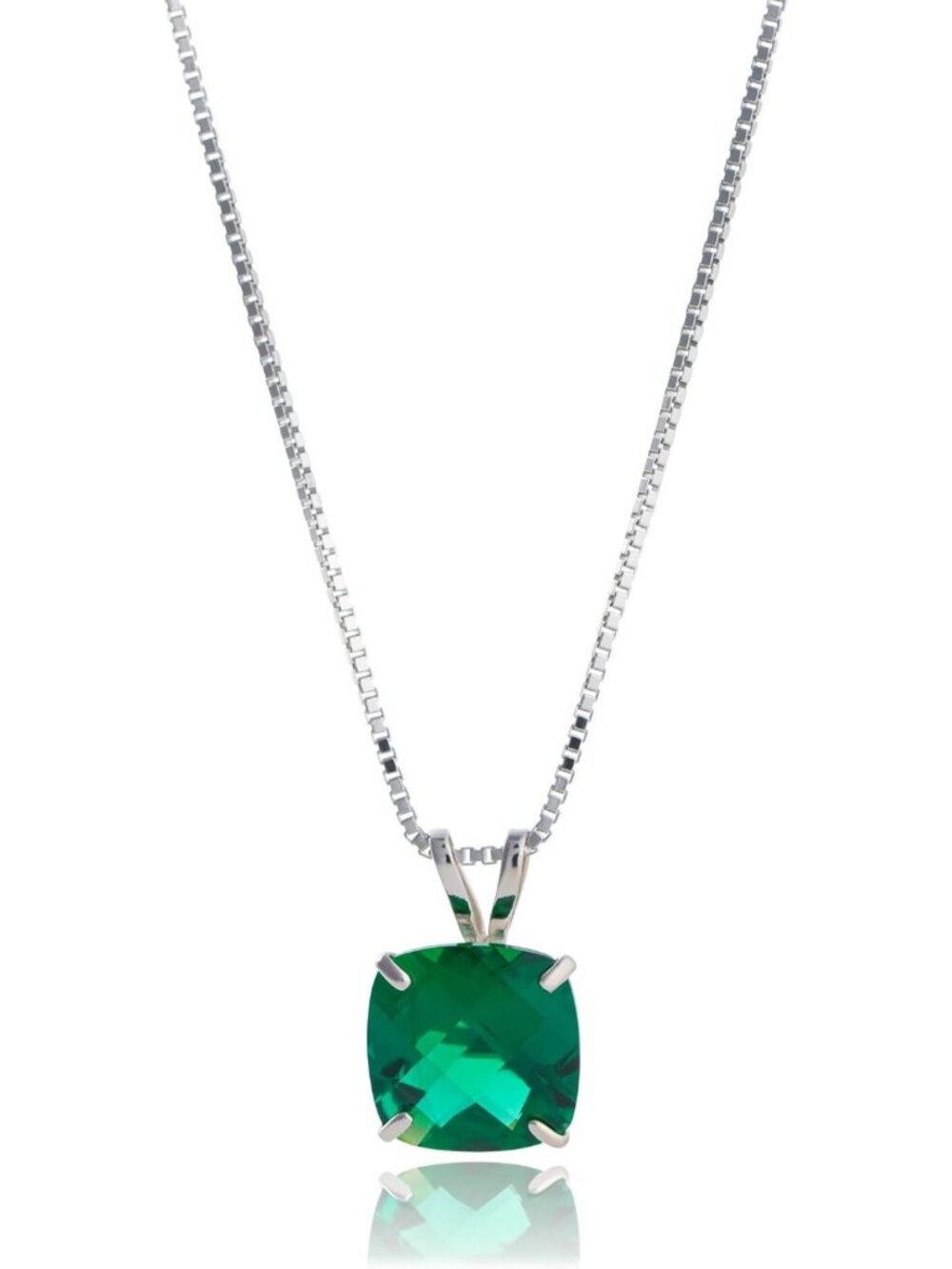 Cushion Cut Gemstone Necklace | 8mm Birthstone Pendant for Women | 18" Box Chain